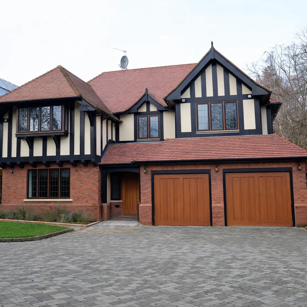 Large Tudor-style residential house with double garage in Croxley Green, Hertfordshire, showcasing traditional architectural design.